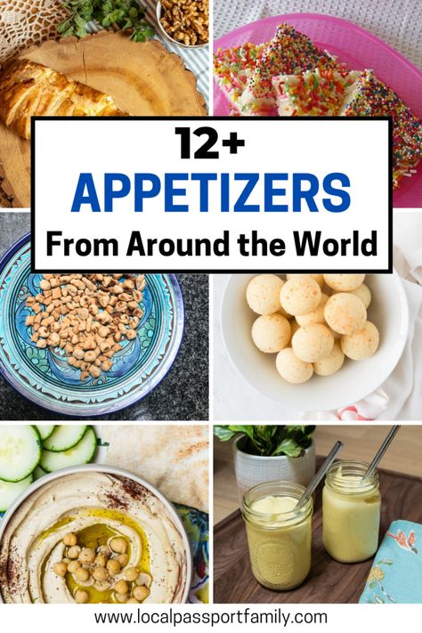 New Year's Eve with Kids: Easy Appetizers From Around the World | Local Passport Family Foods From Around The World Party, Around The World Charcuterie Board, Around The World Appetizer Party, Easy Around The World Recipes, Finger Foods From Around The World, Around The World Menu Ideas, Around The World Appetizers, Easy Dishes From Around The World, International Party Food