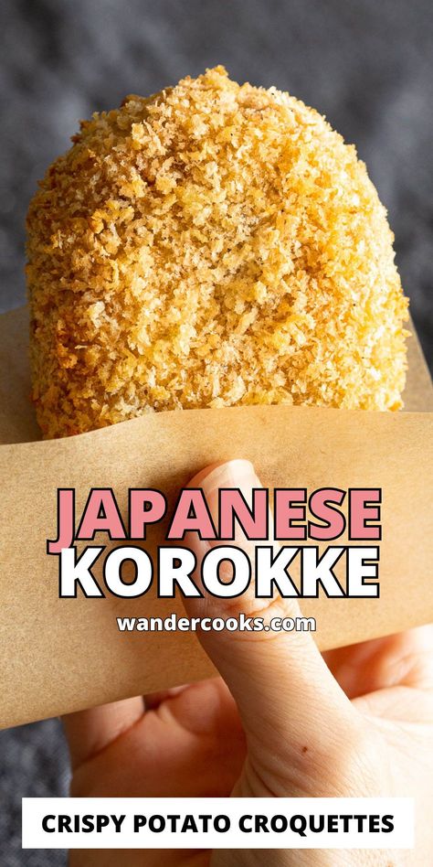 Korokke just got SO much easier. Crispy air fried perfection on the outside, with a soft and fluffy meat and potato filling. It’s the Japanese style potato croquettes you know and love, without deep frying! Japanese Kroket, Salty Recipes Food, Korean And Japanese Food, Japanese Potato Croquettes Recipe, Korean Fried Vegetables, How To Make Food Less Salty, Japanese Food To Make At Home, Japanese Spam Recipe, Japanese Grocery List