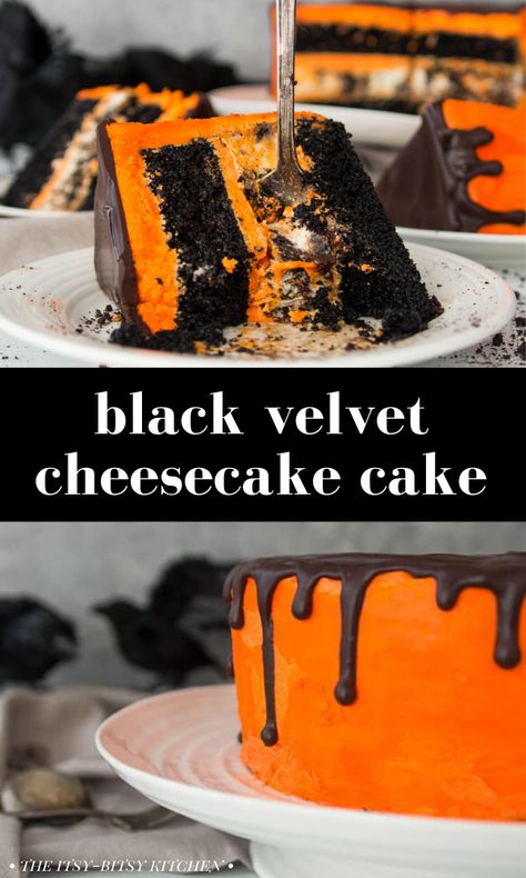 Cookies N Cream Cheesecake, Halloween Cheesecake, Halloween Cake Recipes, Cookies And Cream Cheesecake, Cookies N Cream, Perfect Halloween Party, Velvet Cookies, Halloween Foods, Velvet Cake Recipes