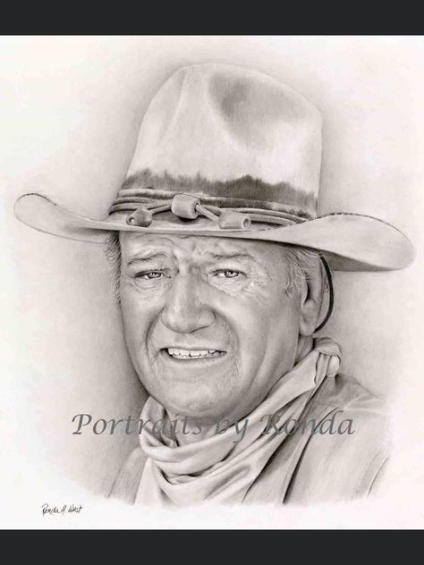 John Wayne Drawing, Rugged Cowboy, Elephant Coloring, Portrait Au Crayon, Pencil Drawing Ideas, People Portraits, Cowboy Stuff, Western Artwork, Pencil Drawing Tutorials