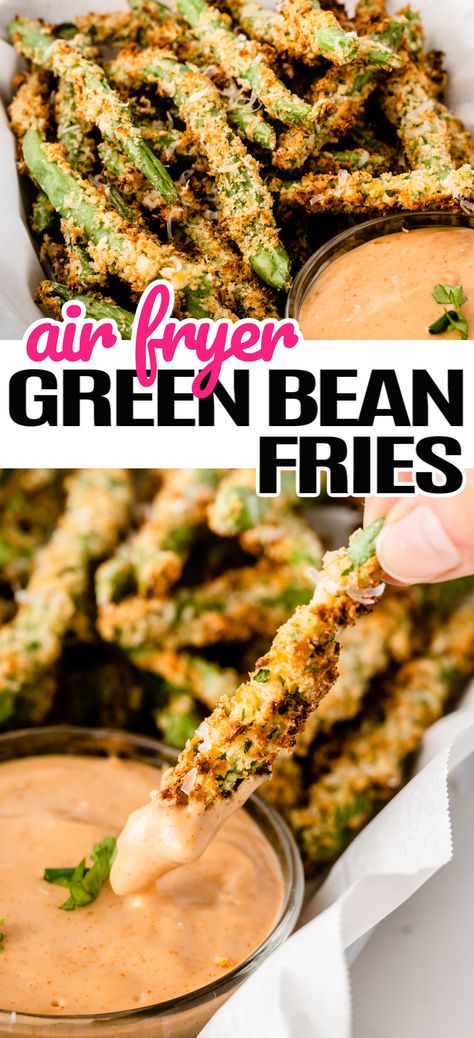 Greenbeans Airfryer, Green Bean Fries, Air Fried Green Beans, Fresh Green Bean Recipes, Fried Green Beans, Air Fryer Oven Recipes, Air Fryer Dinner Recipes, Green Bean Recipes, Air Fryer Recipes Easy