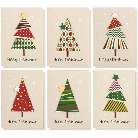 Put a smile on someone’s face this holiday season with these blank Merry Christmas postcards! These holiday greeting cards with envelopes Xmas trees and the words "Merry Christmas on them. Each card is sized perfectly at 5 x 7 inches so you can always have plenty of room. With 6 designs to choose from, you’ll find the perfect greeting card to express your gratitude and well wishes to your loved ones. This set of holiday postcards is the ideal choice for sending season's greetings to your colleag Xmas Tree Themes, Merry Christmas Greeting Cards, Christmas Greeting Cards Handmade, Christmas Greetings Cards, Christmas Note Cards, Merry Christmas Card Greetings, Christmas Card Art, Merry Christmas Greetings, Christmas Card Crafts