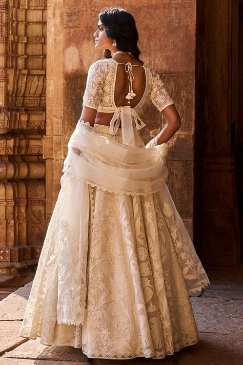 Buy Wild Herons Lehenga Set - Natural Online from Anita Dongre Anita Dongre Lehenga, Big Indian Wedding, White Lehenga, Indian Outfits Lehenga, Anita Dongre, Bridal Lehengas, Indian Bridal Dress, Indian Lehenga, Herons