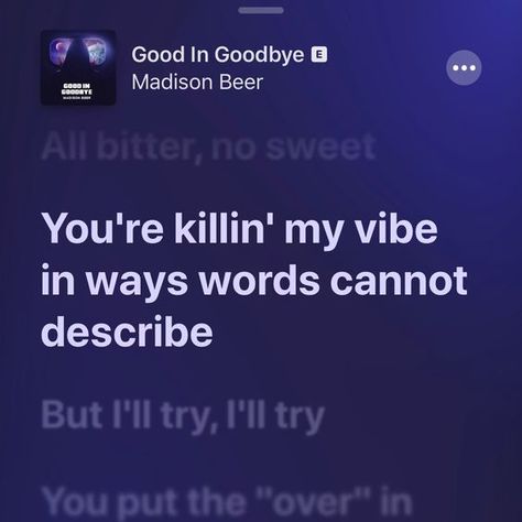 Good in goodbye - Madison Beer | strong relationship quotes #relationshipgoals #relationship #relationshipquotes #relationshipproblems #relationshiptips Good In Goodbye Madison Beer Lyrics, Madison Beer Quotes Lyrics, Purple Song Lyrics, Madison Beer Quotes, Text Song Lyrics, Madison Beer Lyrics, Beer Collage, Madison Beer Songs, Happy Song Lyrics