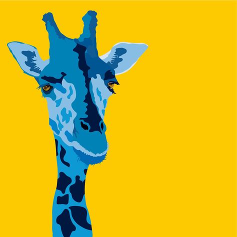 Blue Giraffe, Inspirational Illustration, Giraffe Art, Monochrome Design, Giraffes, Animal Art, Moose Art, Branding Design, Graphic Design