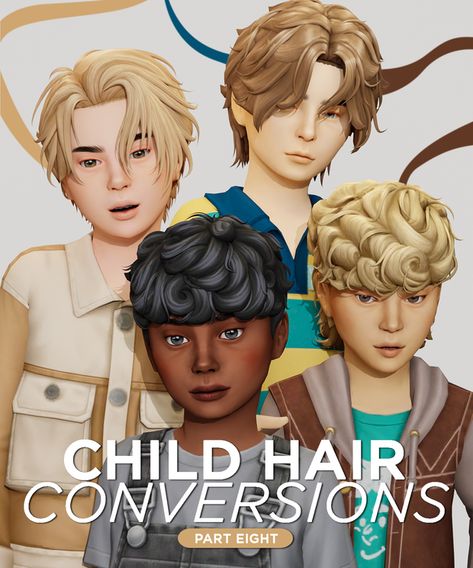 Child Hair Conversions Pt.8 | Patreon Sims 4 Cc Infant Hair Male, Sims 4 Curly Hair, Toddler Cc Sims 4, Toddler Hairstyles Boy, Sims 4 Hair Male, Sims 4 Traits, Kid Hair, Sims 4 Children, Sims 4 Mm Cc