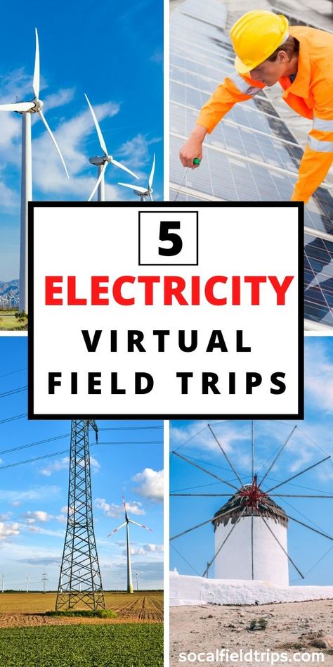 Are you looking for a new and creative way to teach students about electricity?  Check out these Top 5 Virtual Field Trips About Electricity For Kids that are great for all ages. Electricity For Kids, Science Electricity, Energy Kids, Homeschool Field Trips, Virtual Field Trips, Virtual Travel, Science Curriculum, Science Resources, Field Trips