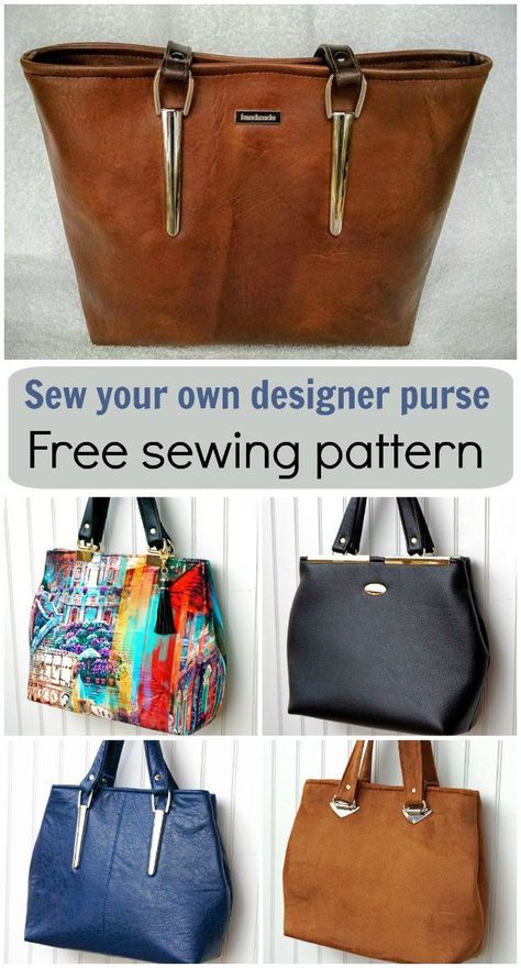 Free bag sewing pattern. I love the simple lines on this purse sewing pattern. Easy to get a designer bag look from this with the right fabric and hardware. Sewing Patterns Free Bag, Leather Purse Pattern, Leather Handbag Patterns, Purse Patterns Free, Handbag Sewing Patterns, Trendy Sewing Patterns, Purse Sewing Patterns, Modern Bag, Trendy Sewing