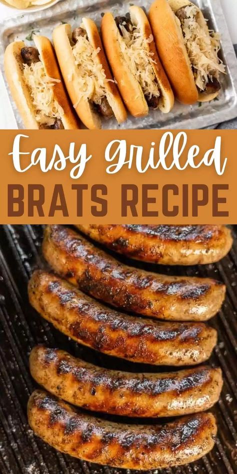 Brats Recipes Grilling, How To Cook Bratwurst, Brats Recipe, Grilled Bratwurst, How To Cook Brats, Grilled Brats, Brats Recipes, Bratwurst Recipes, Grilling Hot Dogs