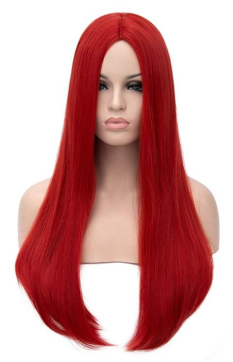 Red Straight Hair, Sally Costume, Amazon Hair, Straight Hair Wig, Halloween Wigs, Long Red Hair, Red Wigs, Colored Wigs, Party Halloween