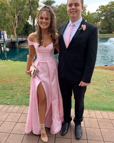 Prom Dresses Off Shoulder, Simple Prom Dresses, Dresses Off Shoulder, Off Shoulder Evening Dress, Prom Dresses Long Pink, Dress With Split, Long Formal Dress, Simple Prom Dress, Stretch Satin