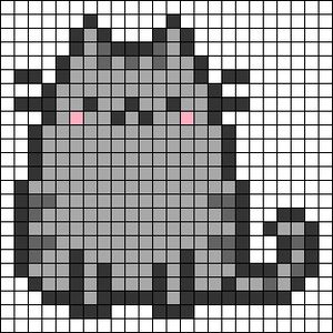 Pixel Art Easy Cute, Pixel Art Chat, Alpha Patterns Pixel Art, Pixel Art Cat, Pixel Art Easy, Cat Pixel Art, Pixel Cat, Graph Crochet, Easy Pixel Art