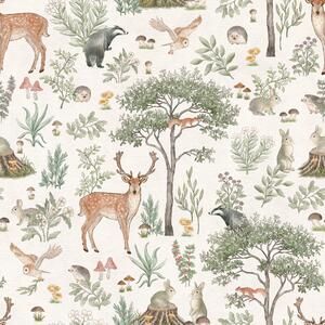 Fantastic Forest - Green – stylish, high-quality wallpaper with fast shipping – Photowall Deer With Flowers, Woodland Kids Room, Boom Kunst, Personalized Wallpaper, Deer Forest, Forest Pattern, Deer Pattern, Wallpaper Accent, Beige Wallpaper