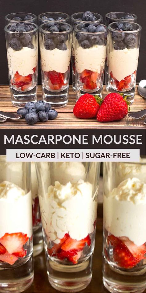 For a quick low-carb treat try this keto mascarpone cream mousse dessert. It's made in under a minute using only three ingredients! Keto Mascarpone, Recipes With Mascarpone Cheese, Quick Keto Dessert, Mascarpone Mousse, Low Carb Desserts Easy, Mascarpone Recipes, Postre Keto, Mascarpone Cream, Mousse Dessert