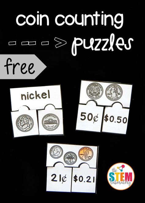 Awesome money game for kids! Match the front and back coins with kindergarteners and count up mixed coins with first grade or second grade kids! Money Games For Kids, Counting Puzzles, Teaching Money, Money Activities, Counting Coins, Money Math, Money Games, Second Grade Math, Math Workshop