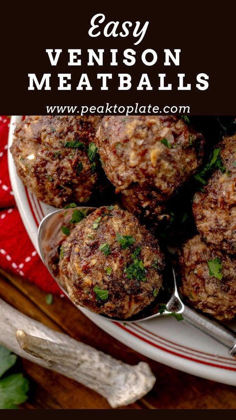 Venison Meatballs Venison Meatball Recipes, Ground Venison Recipes, Grill Dinner, Venison Meatballs, Recipes Grill, Bacon Dinner, Recipes Gourmet, Recipes Veg, Sausage Dinner