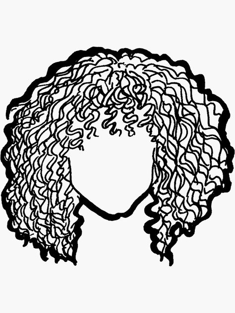 "Medium bob curly hair outline" Sticker by TheWhitney0o | Redbubble  This piece of line art is made for our curlies with a tighter curl pattern. Might be a Curly Girl Method (CGM) follower, or not! Either way, go natural! Embrace your beautiful coils! Curly Hair Tattoo Design, Hair Tattoo Designs Women, Curly Hair Tattoo, Hair Outline, Bob Curly Hair, Hair Stickers, Hair Tattoo Designs, Girl Outlines, Medium Bob