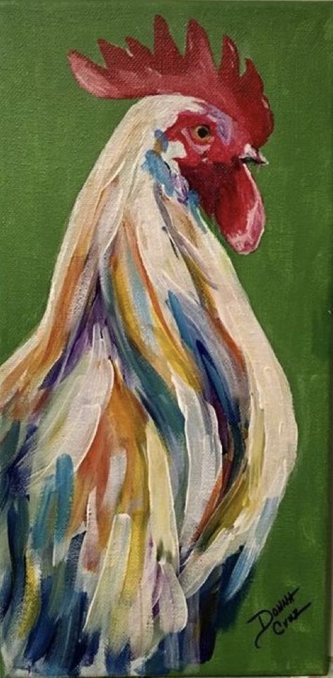 Chicken Craft, Chicken Paintings, Rooster Painting, Chicken Crafts, Chicken Painting, Chicken Art, Simple Acrylic Paintings, Happy Paintings, Arte Inspo