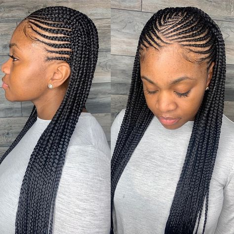 Cornrow Single Braids, Cornrow Top Box Braids Back, Black Women Hairstyles Braids Cornrows, Cornrows With Individuals In Back, Half Cornrow Hairstyles, Scalp Braids With Box Braids, Half Scalp Braids Half Box Braids, Raster Braids Styles, Abuja Styles