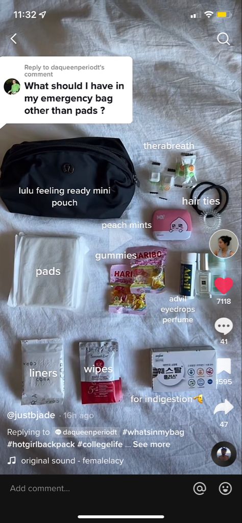 Hygiene Kit Aesthetic, Hygiene Pouch For School, Sanitary Bag Essentials, Sanitary Kit For School, Mom Of The Group Bag Essentials, Whats In My Emergency Bag, Girl Pouch Essentials, Every Day Bag Essentials, Emergency Pouch For School