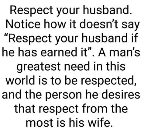 Respect your husband. #Truth #MarlonDaBoss #Relationships #Love Respect Husband, Respect Your Husband, Respect Your Wife, Godly Dating, Respect Quotes, Trust Love, Respect Yourself, Husband Quotes, Godly Man