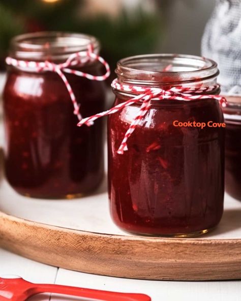 Canning For Christmas Gifts, Easy Christmas Jam Recipes, Slow Cooker Christmas Jam, Canning Gifts For Christmas, Merry Christmas Jam, Spiced Christmas Jam Recipes, Christmas Jam Recipes, Holiday Jam, Freezing Recipes