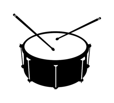 Drum silhouette, snare drum, percussion ... | Premium Vector #Freepik #vector #music-instrument #music-illustration #orchestra #drumstick Drum Designs Art, Drum Set Illustration, Drums Silhouette, Drum Illustration, Drums Aesthetic, Poster Moodboard, Drum Silhouette, Pilots Aesthetic, Marching Snare