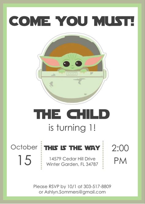 1st Birthday Boy Star Wars Theme, One With The Force First Birthday Invitations, Star Wars Themed 1st Birthday, Yoda First Birthday Party, Starwars 1st Bday, Mandalorian 1st Birthday, Star Wars Theme First Birthday, Star Wars First Birthday Invitation, Mandalorian Birthday Invitation