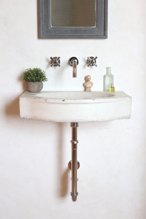 Limestone Sink, White Vessel Sink, Powder Room Sink, Bathroom Details, Unique Bathroom Vanity, Lag Bolts, Trough Sink, Wall Mount Sink, Wall Mounted Sink