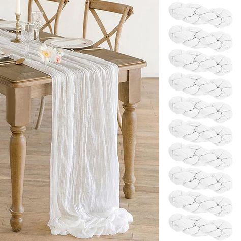 PRICES MAY VARY. Cheese Gauze Fabric 🥂【PACKAGE INCLUDED】You will receive 10 pieces of white cheesecloth table runners. Elegant and beautiful design, exquisite workmanship. Product size: Each boho table runner is 35 x 120 inches. Enough to cover rectangles and round tables, as well as long tables that are stitched together. It can even be used to belt chairs decorate napkins, background curtains, or even gift wrap. Round or square tables for 8-10 people, perfect for romantic and elegant party ev Ivory Table Runner, Birthday Party Table Decor, Table Runner For Wedding, Gauze Table Runner, White Table Runner, Cheesecloth Table Runner, Birthday Party Table, Party Table Decor, Boho Table Runner