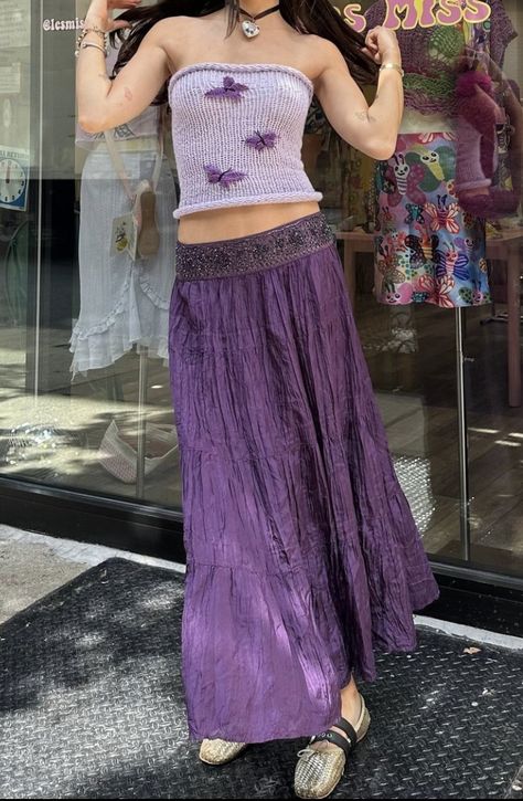 Light Purple Outfit Aesthetic, Bree Fit, Light Purple Outfit, Purple Outfit Aesthetic, Purple Skirt Outfit, Purple Outfit, Spirit Clothing, Save Outfits, Earthy Outfits