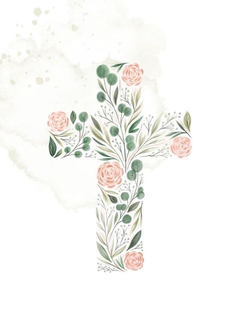 Christian Illustration, Catholic Wallpaper, Christian Quotes Wallpaper, Christian Backgrounds, Flower Graphic Design, Frame Floral, Easter Wallpaper, Jesus Wallpaper, Cross Paintings