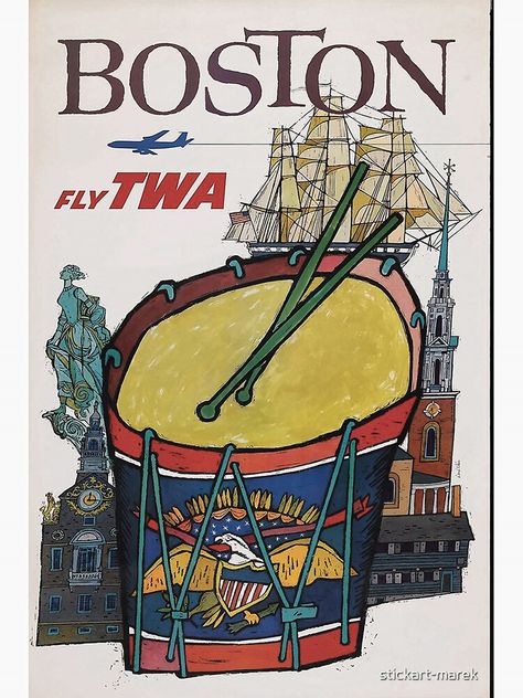 Boston Poster, Boston Print, Boston Travel, Vintage Airlines, American Travel, Poster Poster, Advertising Poster, Tree Print, Vintage Travel Posters