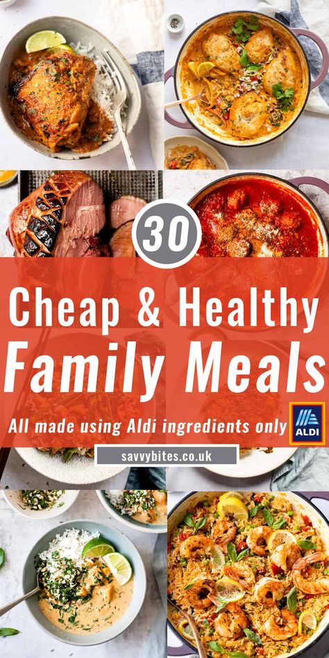 Cheap healthy meals should still mean delicious and creative recipes that are quick and easy to make. 30 Aldi recipes made using simple ingredients. Family Meals Uk, Cheap Healthy Family Meals, Aldi Dinners, Savvy Bites, Aldi Meals, Crockpot Recipes Ground Beef, Crockpot Recipes Chicken, Aldi Meal Plan, Cheap Family Meals