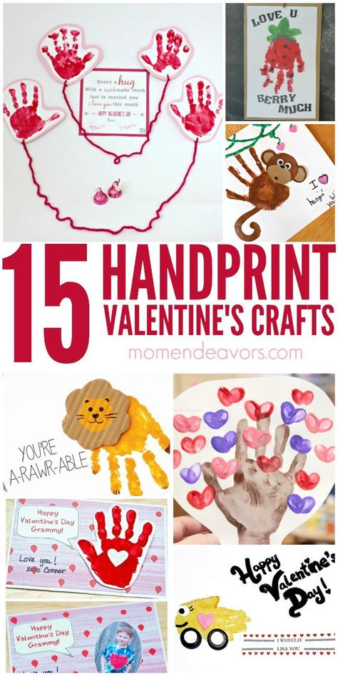 15+ adorable handIprint Valentine's Day crafts! Handprint Valentines Crafts For Kids, Handprint Valentines, Valentines Crafts For Kids, Toddler Valentine Crafts, Valentine's Day Crafts, Baby Handprint, Valentine's Day Crafts For Kids, Preschool Valentines, Valentines Crafts