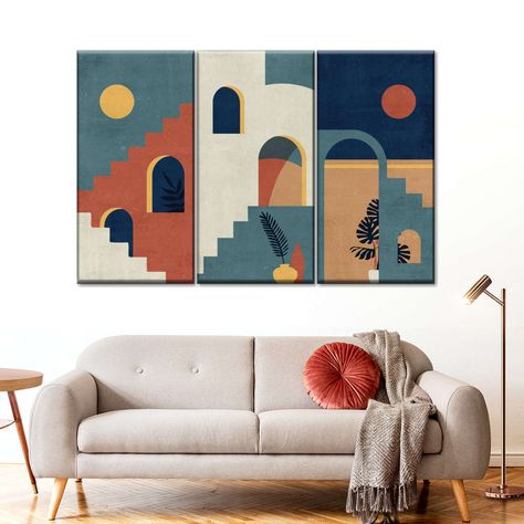 Abstract Moroccan Home Wall Art Moroccan Art Painting, Moroccan Painting, Moroccan Wall Art, Art Marocain, Moroccan Home, Modern Art Canvas Painting, Home Artwork, Home Canvas, Art Studio Design