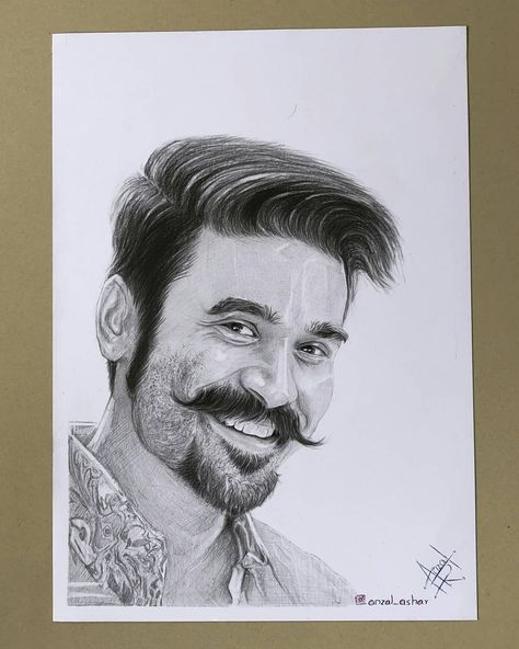 Dhanush Dhanush Drawing Sketch, Dhanush Sketch, Dhanush Drawing, Dhanush Tattoo, Movie Character Drawings, Half Face Drawing, Extra Knowledge, Ms Doni, Easy Eye Drawing