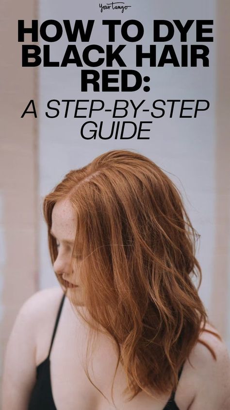 When you're trying to figure out how to dye your hair without going to a salon, it all begins with your hair color. Some people are lucky to have light hair, but others who have already dyed their hair darker will have a harder time. That's why it's important to learn how to dye black hair red. Don't skip these steps. How To Go From Dark Brown To Red Hair, Red Hair Dye Over Black Hair, Black Hair Dye Ideas Coloring, Red Hair Dye On Black Hair Without Bleach, Red Hair Inside Black Hair, How To Get Red Hair, Ditching Red Dye 40, How To Take Care Of Red Dyed Hair, Dye Black Hair