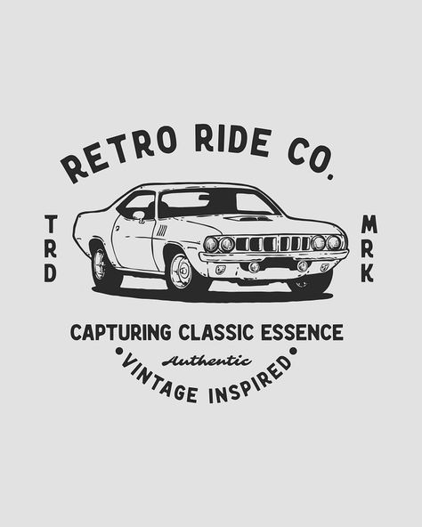 Vintage Retro Muscle Car Illustration by Movink Graphic Studio on Dribbble Race Car Logo Design, Vintage Car Graphic Design, Vintage Car Design, Vintage T-shirt, Retro Illustration Graphics, Retro Car Illustration, Vintage Car Illustration, Car Graphic Design, Retro Muscle Car