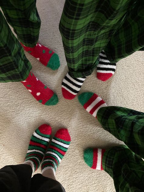 Different socks make this picture! Christmas Socks Aesthetic, Christmas Hangout, Christmas Pajama Pictures, Dreamy Farmhouse, Christmas Sleepover, Cute Christmas Pajamas, Socks Photography, Family Holiday Pictures, A Silent Voice Anime