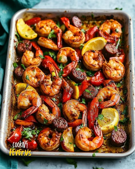 Cajun Sausage And Shrimp Bites, Cajun Shrimp And Sausage Sheet Pan, Sheet Pan Shrimp Dinner Recipes, Shrimp Sausage Potatoes Bake, Sheet Pan Shrimp And Broccoli, Shrimp Andouille Sausage Recipes, Shrimp And Sausage Sheet Pan, Shrimp And Sausage Recipes, Shrimp Meal Ideas