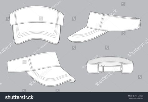 Hat Technical Drawing, Cap Drawing, Clothing Labels Design, Labels Design, Sun Visor Hat, Flat Sketches, Sun Cap, Visor Cap, Tech Pack