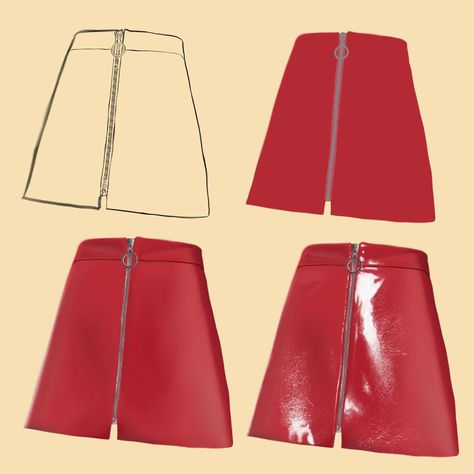 How To Draw Leather Texture, Leather Digital Art, Fabric Sketch, Fabric Study, Digital Art Tutorial Beginner, Mini Skirt Fashion, Color Pencil Sketch, Gaming Anime, Draw Ideas