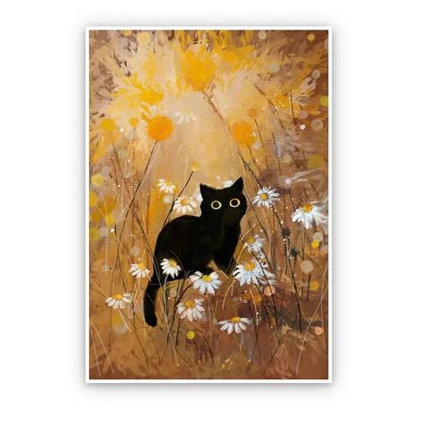 Funny Cat Canvas Wall Art Famous Oil Painting Black Cat - Temu Hur Man Målar, Cat Wall Art, Unframed Wall Art, Cat Posters, Hand Painted Artwork, Henri Matisse, Abstract Oil, Black Cats, Oil Painting Abstract