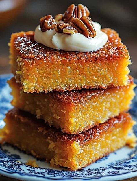 Soul Food That We Love!🥰 | Honey Butter Sweet Potato Cornbread | Facebook Maple Honey Butter Sweet Potatoe Cornbread, Honey Butter Sweet Potato Cornbread, Sweet Potato Cornbread, Cornbread Recipe Sweet, Savory Breads, Sweet Potato Muffins, Sweet Cornbread, Comfort Food Southern, Dessert Tray