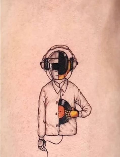 Daft Punk Tattoo, Punk Tattoo Ideas, Banksy Tattoo, Inspo Tattoo, Punk Tattoo, Surreal Tattoo, Space Tattoo, Daft Punk, Banksy