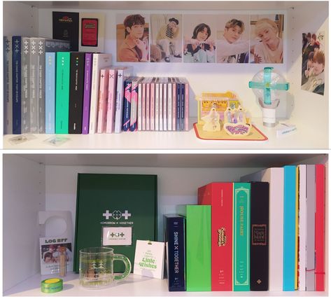 Txt Album Shelf, Txt Shelf, Albums Shelf, Album Shelf, Kpop Albums Shelf, Txt Album, Collection Shelf, Island Aesthetic, Txt Aesthetic