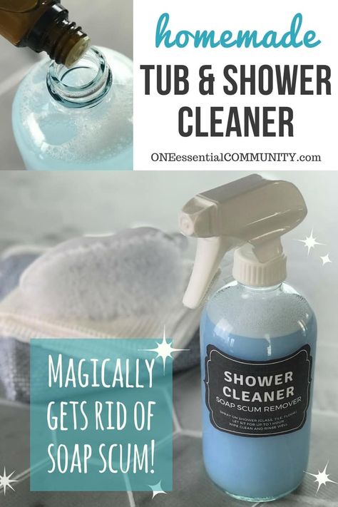 Tub And Shower Cleaner, Essential Oil Cleaner, Homemade Shower Cleaner, Clean Baking Pans, Deep Cleaning Tips, Hard Water Stains, Homemade Cleaning Products, Tub And Shower, Natural Cleaners