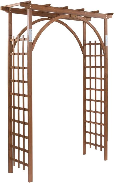 Amazon.com : VINGLI 85in Wooden Garden Arbor, Wedding Arch for Ceremony, Wood Garden Trellis for Plant Climbing, Pergola for Garden Backyard, Lawn (Dark Brown) : Patio, Lawn & Garden Wooden Arbor Wedding, Archway For Wedding, Wooden Garden Arbor, Wood Garden Trellis, Trellis Pergola, Arbor Arch, Deco Garden, Garden Archway, Wood Arbor