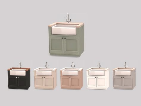 ung999's Retro ReBOOT - Kitchen Enya Sink Sims 4 Kitchen, Sims 4 Tsr, Sims Free Play, Sims 4 Clutter, Sims 4 House Plans, The Sims 4 Packs, Sims 4 House Design, Casas The Sims 4, Sims Building